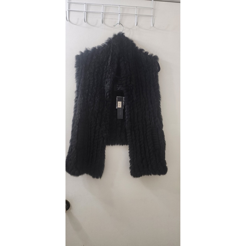 Marc by Marc Jacobs Black Rabbit Fur Wool Vest M103834 O/S